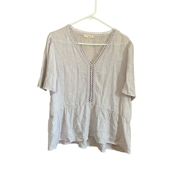 Lovestitch Lattice Trim Top Pale Pink Crotchet Peplum Blouse M - Picture 4 of 9